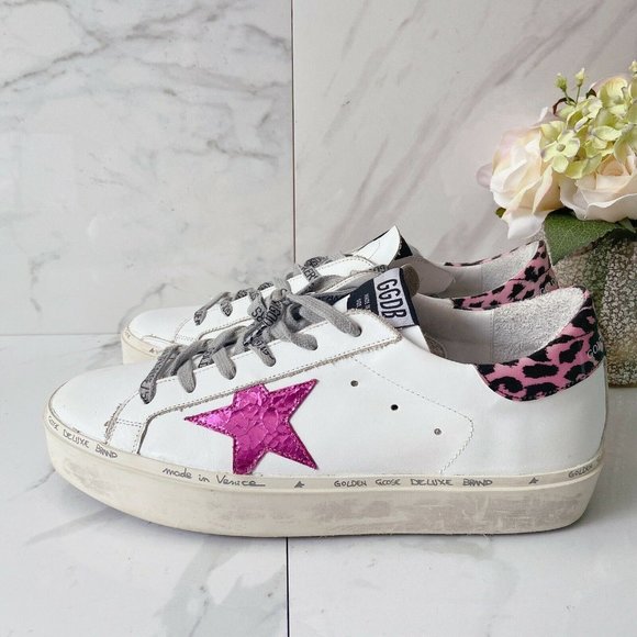 💗Golden Goose💗Hi Star Platform Sneaker White Pink Leopard Size 40. Authentic. - Picture 4 of 13